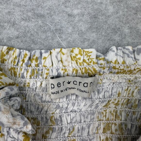 Paper Crane Smocked Crop Top Womens XS Blue/Green Sleeveless Square Neck Ruffle - Picture 4 of 10